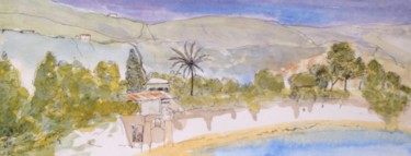 Painting titled "Cap Ferrat watercol…" by Deirdre Nicholls, Original Artwork, Watercolor