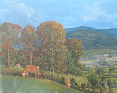 Pintura intitulada "Landscape 17" por Dejan Djurovic, Obras de arte originais, Óleo Montado em Armação em madeira