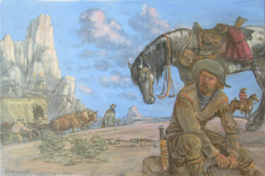 Painting titled "Landscape 7" by Dejan Djurovic, Original Artwork, Oil Mounted on Wood Stretcher frame