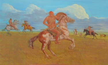 Painting titled "Landscape 10" by Dejan Djurovic, Original Artwork, Oil Mounted on Wood Stretcher frame