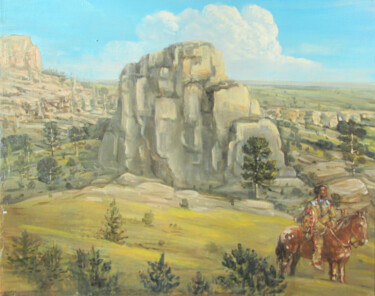 Pittura intitolato "Landscape 12" da Dejan Djurovic, Opera d'arte originale, Olio Montato su Telaio per barella in legno
