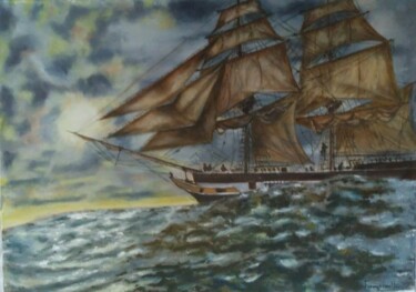 Pittura intitolato "sail" da Dejan Gulicoski, Opera d'arte originale, Olio Montato su Telaio per barella in legno
