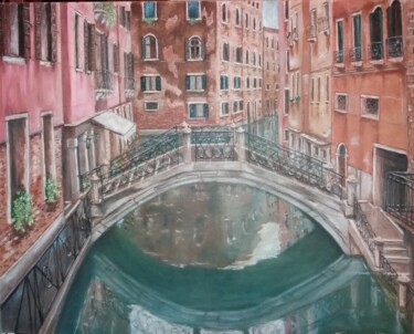 Painting titled "Venice 6" by Dejan Gulicoski, Original Artwork, Oil Mounted on Wood Stretcher frame
