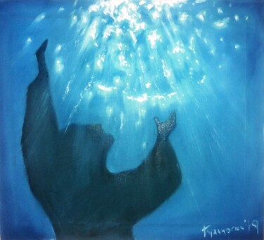 Картина под названием "light in the black" - Dejan Gulicoski, Подлинное произведение искусства, Масло Установлен на Деревянн…