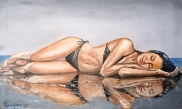 Картина под названием "summertime sadness" - Dejan Gulicoski, Подлинное произведение искусства, Масло Установлен на Деревянн…