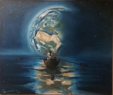 Painting titled "down to earth" by Dejan Gulicoski, Original Artwork, Oil