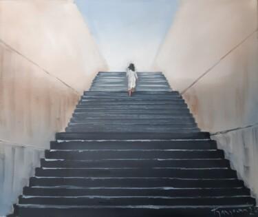 Painting titled "stairway to heaven" by Dejan Gulicoski, Original Artwork, Oil Mounted on Wood Stretcher frame