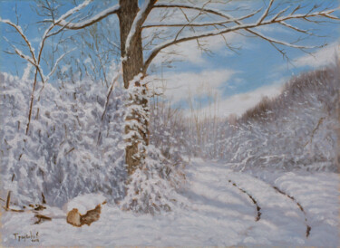 Painting titled "Winterscape" by Dejan Trajkovic, Original Artwork, Oil
