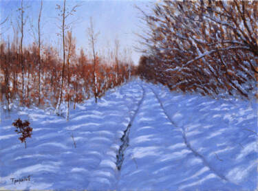 Painting titled "Forest Road Under t…" by Dejan Trajkovic, Original Artwork, Oil