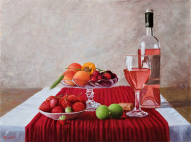 Painting titled "Pinot Rose" by Dejan Trajkovic, Original Artwork, Oil