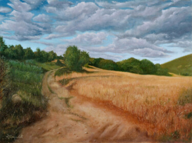 Painting titled "Country Road" by Dejan Trajkovic, Original Artwork, Oil