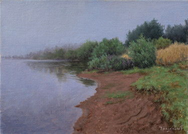 Painting titled "Foggy Morning on th…" by Dejan Trajkovic, Original Artwork, Oil