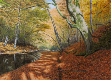 Schilderij getiteld "Whisper of Autumn" door Dejan Trajkovic, Origineel Kunstwerk, Olie