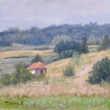 Malerei mit dem Titel "Lonely House" von Dejan Trajkovic, Original-Kunstwerk, Öl