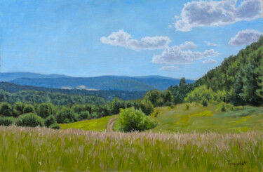 Painting titled "Meadow on the Mount…" by Dejan Trajkovic, Original Artwork, Oil
