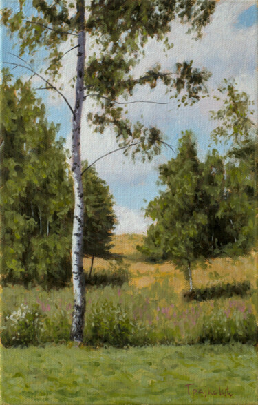 Painting titled "The Birch" by Dejan Trajkovic, Original Artwork, Oil