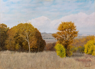 Painting titled "The Meadow in Autumn" by Dejan Trajkovic, Original Artwork, Oil