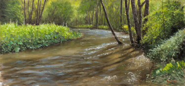 Painting titled "The River" by Dejan Trajkovic, Original Artwork, Oil