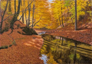 Картина под названием "Autumn" - Dejan Trajkovic, Подлинное произведение искусства, Масло