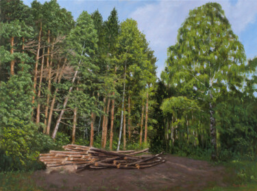 Pittura intitolato "Lumberjack" da Dejan Trajkovic, Opera d'arte originale, Olio