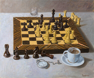 Malerei mit dem Titel "The Game" von Dejan Trajkovic, Original-Kunstwerk, Öl