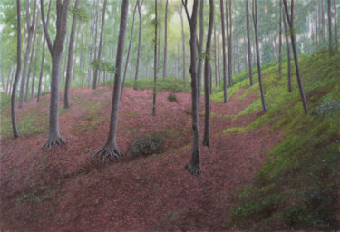 Painting titled "Mystical Forest" by Dejan Trajkovic, Original Artwork, Oil