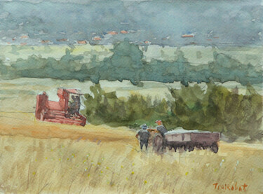 Painting titled "Harvest Time" by Dejan Trajkovic, Original Artwork, Watercolor