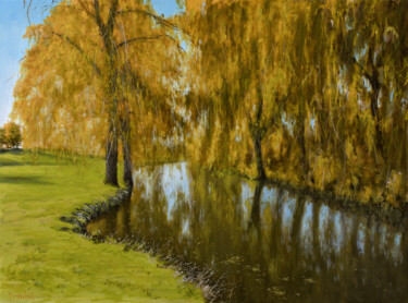 Painting titled "Willows" by Dejan Trajkovic, Original Artwork, Oil