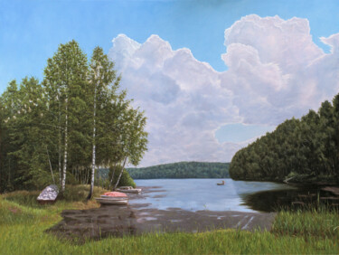 Peinture intitulée "The Lake" par Dejan Trajkovic, Œuvre d'art originale, Huile