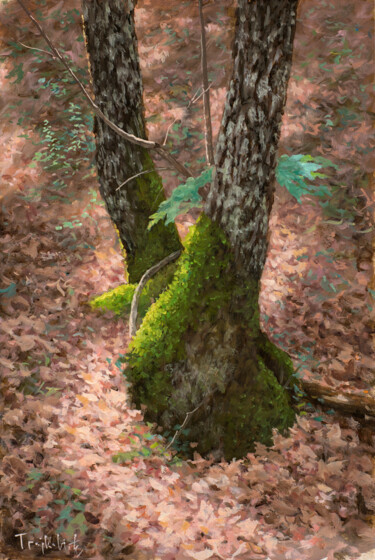 Pintura intitulada "Young Oak" por Dejan Trajkovic, Obras de arte originais, Óleo