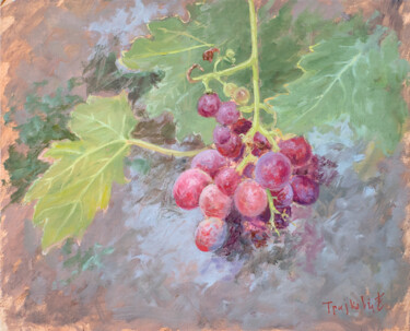 Pittura intitolato "Red Grapes I" da Dejan Trajkovic, Opera d'arte originale, Olio