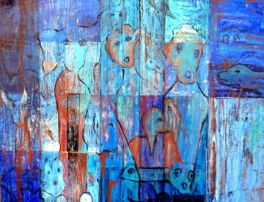 Peinture intitulée "Rhapsodie in blue" par Dejeni, Œuvre d'art originale, Huile