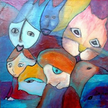 Peinture intitulée "Langue de chat" par Dejeni, Œuvre d'art originale, Huile