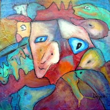 Peinture intitulée "La Limace" par Dejeni, Œuvre d'art originale, Huile