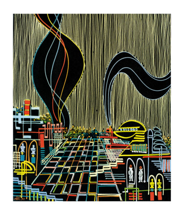Painting titled "city-60x70cm-1992-a…" by Dek, Original Artwork, Acrylic