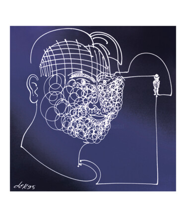Peinture intitulée "virtual-face-50x50c…" par Dek, Œuvre d'art originale, Acrylique