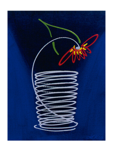 Painting titled "glass-with-flower-3…" by Dek, Original Artwork, Acrylic