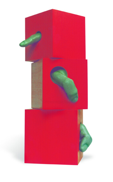Escultura titulada "finger-s-box-20x20x…" por Dek, Obra de arte original, Resina