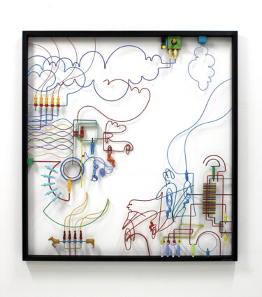 Γλυπτική με τίτλο "eletronic-cloud-146…" από Dek, Αυθεντικά έργα τέχνης, Χύσιμο Τοποθετήθηκε στο Άλλος άκαμπτος πίνακας