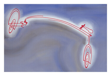 Painting titled "bicycle 120x80cm 19…" by Dek, Original Artwork, Acrylic Mounted on Other rigid panel