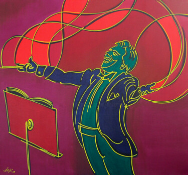 Painting titled "the-maestro-140x130…" by Dek, Original Artwork, Acrylic Mounted on Other rigid panel