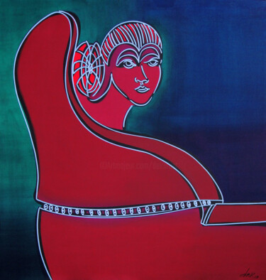 Peinture intitulée "red cape girl 130x1…" par Dek, Œuvre d'art originale, Acrylique