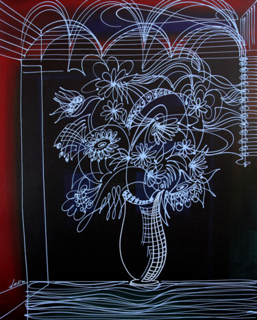 Картина под названием "the white vase" - Dek, Подлинное произведение искусства, Акрил Установлен на картон