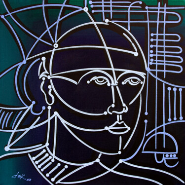 Картина под названием "face V" - Dek, Подлинное произведение искусства, Акрил Установлен на Деревянная рама для носилок