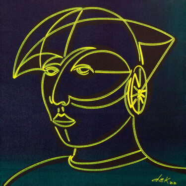 Картина под названием "face I" - Dek, Подлинное произведение искусства, Акрил Установлен на Деревянная рама для носилок