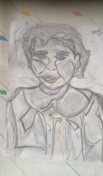 Drawing titled "Retrato del artista" by Beck Sol, Original Artwork, Charcoal