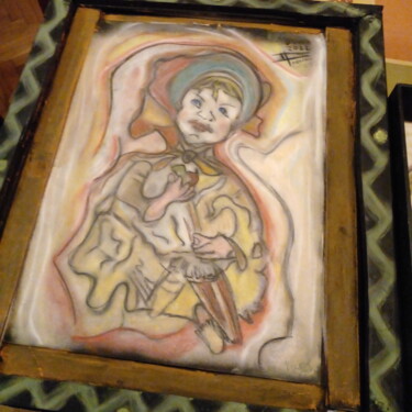 绘画 标题为“Menina con escoba” 由Beck Sol, 原创艺术品, 木炭 安装在木板上