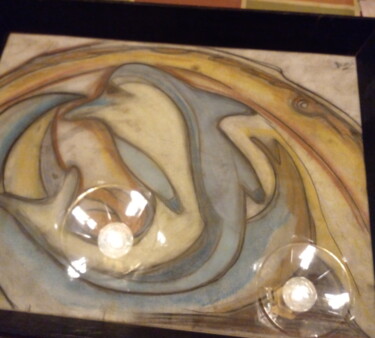 Pintura intitulada "Delfin de mar con m…" por Beck Sol, Obras de arte originais, Pastel Montado em Outro painel rígido