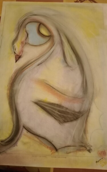 Painting titled "Cisne negro y blanco" by Beck Sol, Original Artwork, Pastel