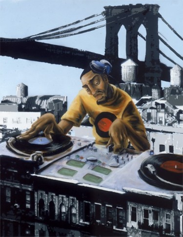 Painting titled "brooklyn dj" by Jw Miller, Original Artwork, Oil